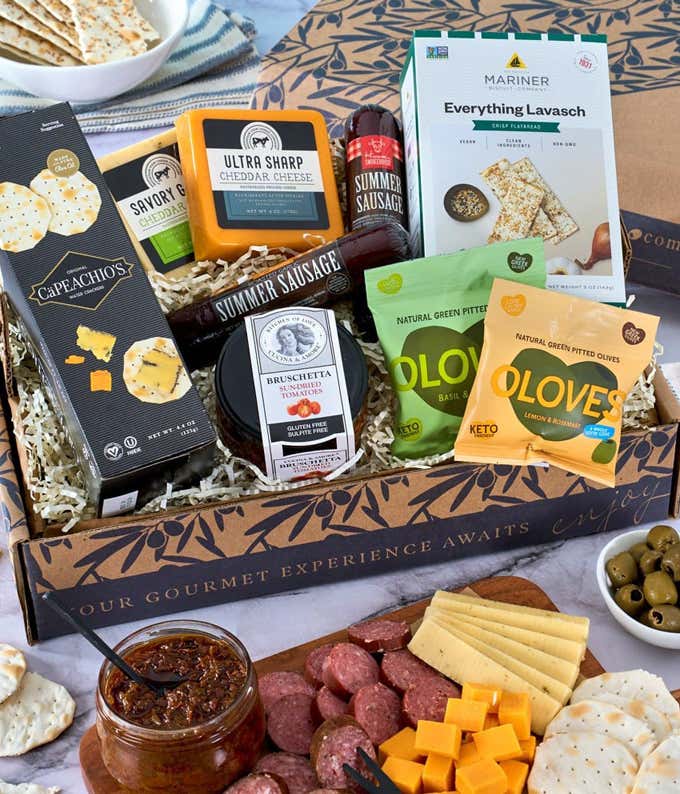 Luxury Cheese, Sausage and Crackers Basket