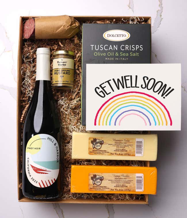Get Well Soon Charcuterie &amp; White Wine Gift Box 