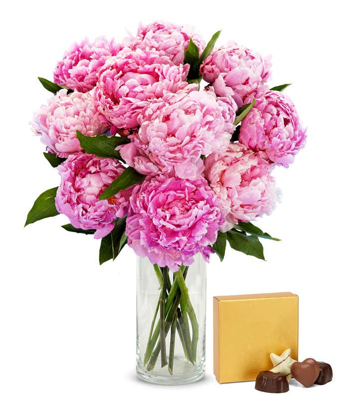 Pretty Pink Peonies with Chocolates
