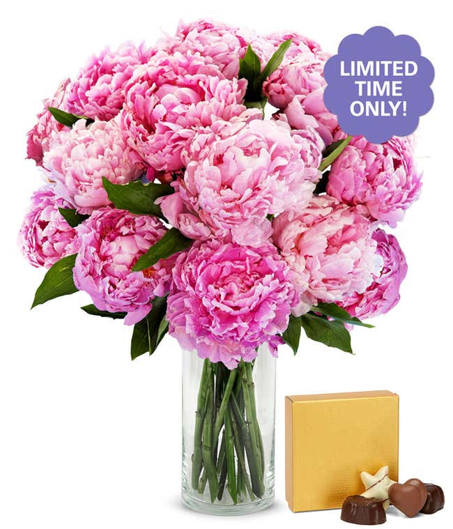 Pretty Pink Peonies - Deluxe with Chocolates