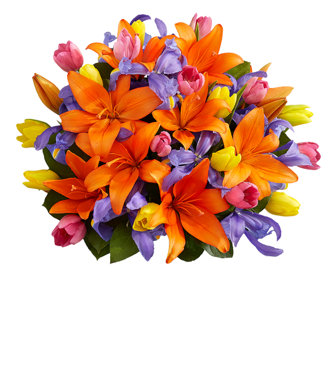 Partial image of Deluxe Kaleidoscope Blooms Bouquet without vase.