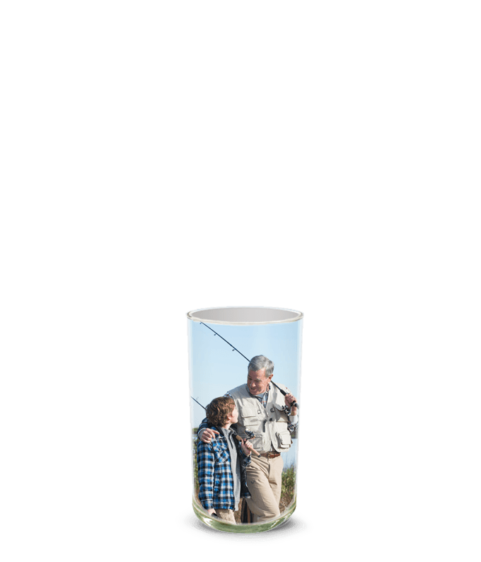 Partial image of Custom Photo Vase without flowers.